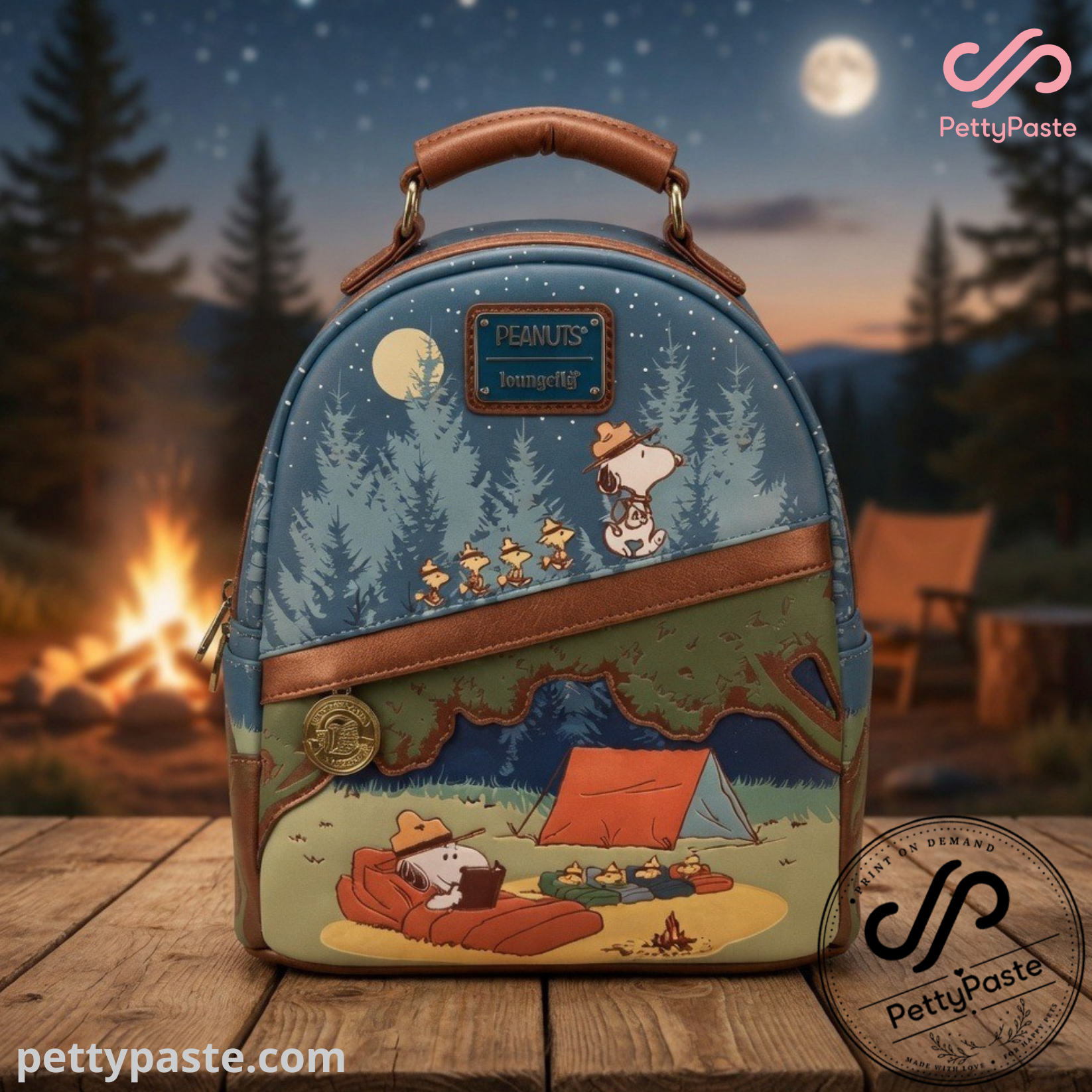 11 Peanuts Loungefly Snoopy Beagle Scouts Camping Backpack — image 2