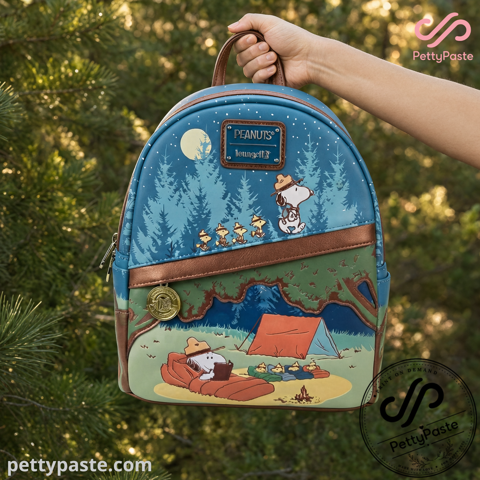 12 Peanuts Loungefly Snoopy Beagle Scouts Camping Backpack — image 3