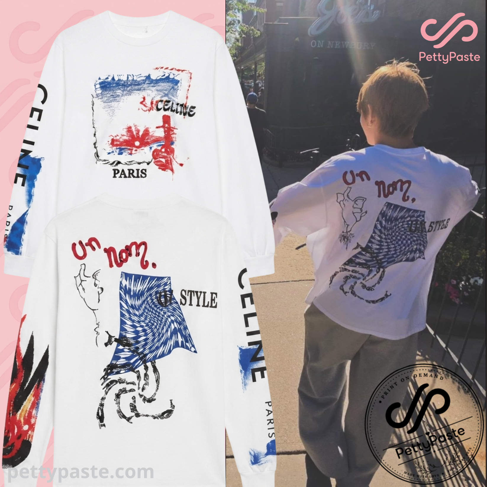 BTS V Celine Paris Abstract Graphic Long Sleeve Shirt