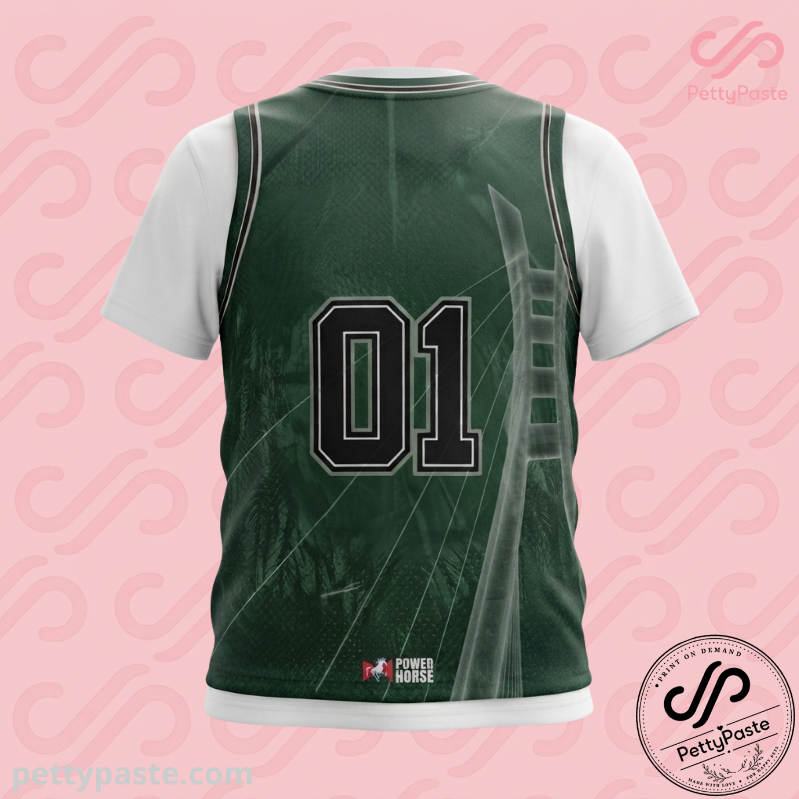 10 Power Horse #01 Green Graphic Basketball Jersey Shirt — image 2