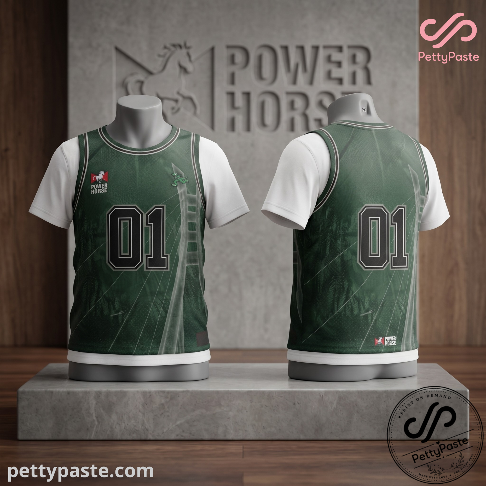 14 Power Horse #01 Green Graphic Basketball Jersey Shirt — image 3