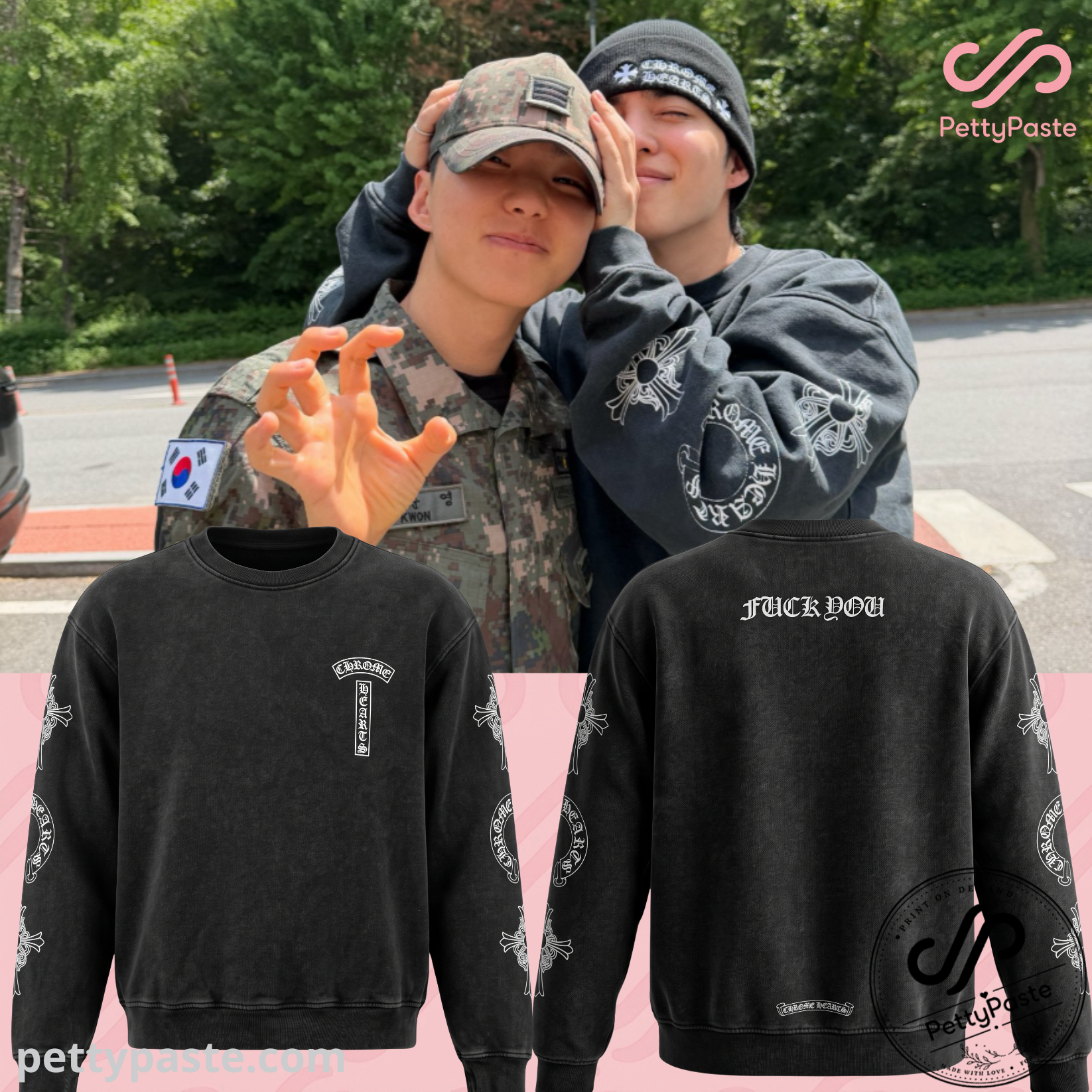 S.Coups Chrome Hearts Sweatshirt - S.Coups and Hoshi During A Military Visit