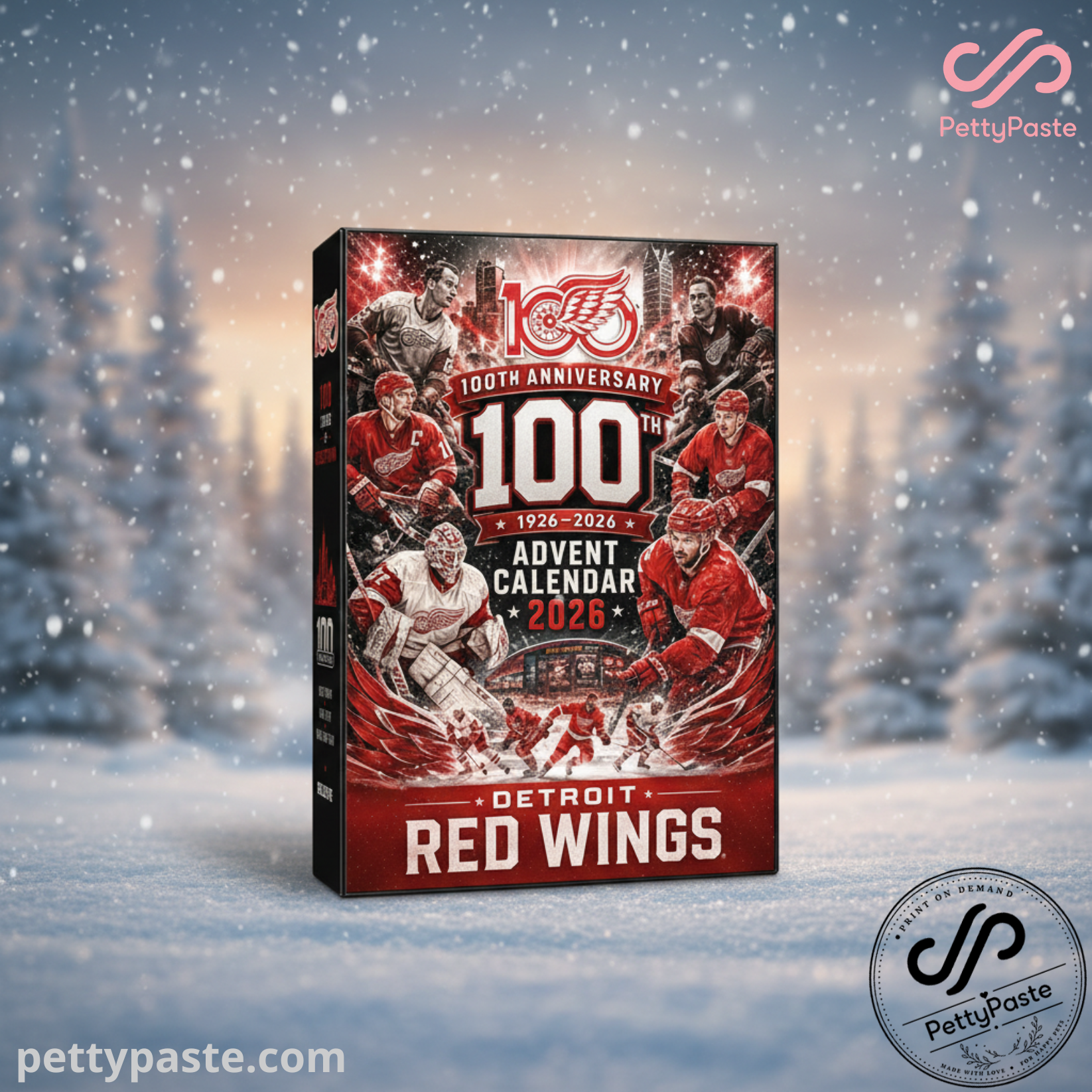 Detroit Red Wings 100th Anniversary 1926–2026 Advent Calendar | Hockey Fan Holiday Decor